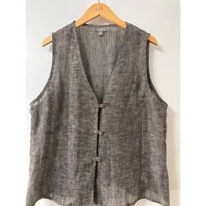 J Jill Linen Vest Lg Gray Marled Minimalist Lagenlook Neutral Layer Lightweight